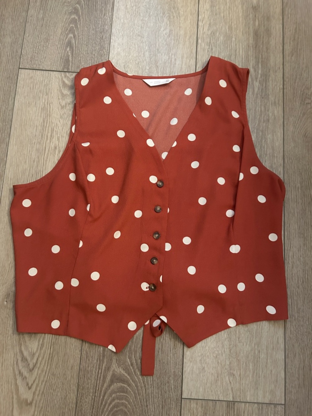 LC by Lauren Conrad Polka Dot Tie-Front V-Neck Top - Rust